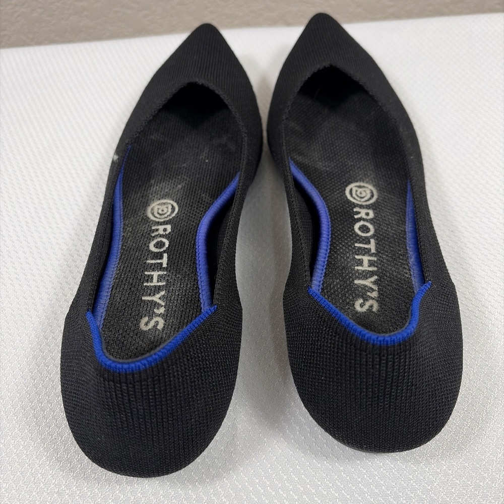Rothy's Womens Black Pointed Toe Ballet Flats Shoes Slip On - Sz 8 - Picture 4 of 9